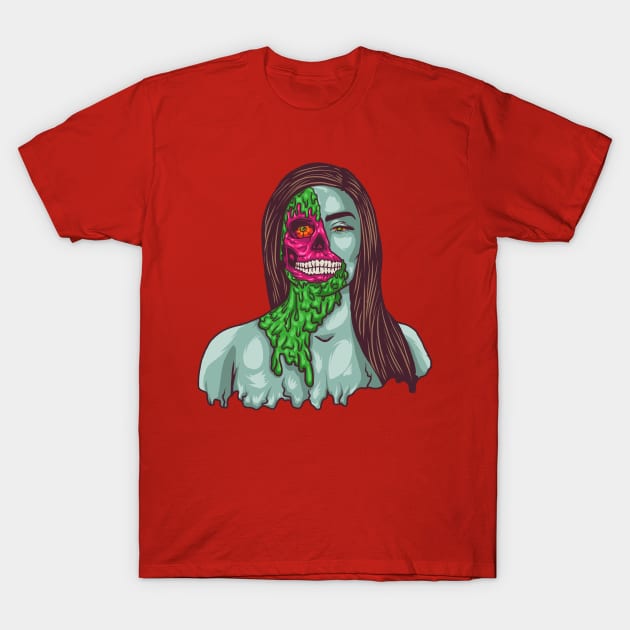 melting zombie face T-Shirt by vaktorex